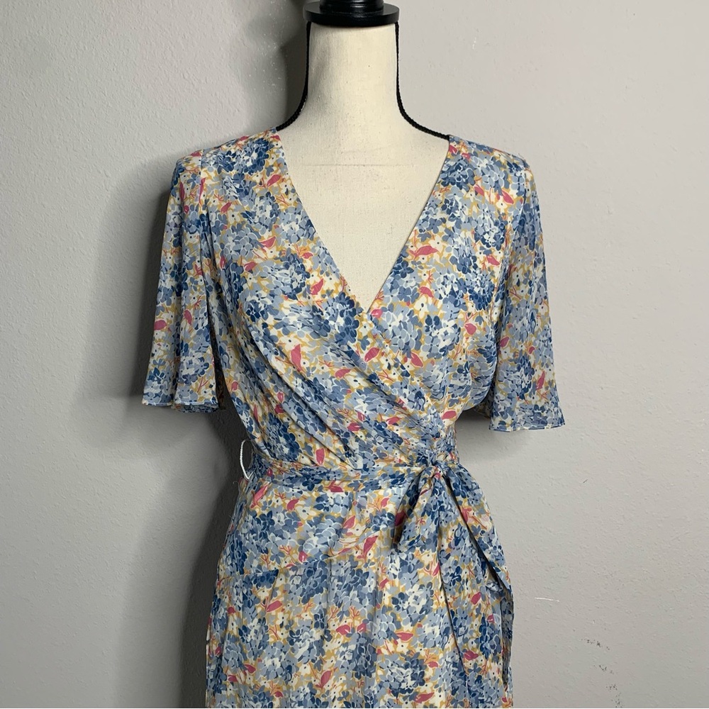 Lauren Ralph Lauren Floral Georgette Faux Wrap Midi Dress - Picture 5 of 14